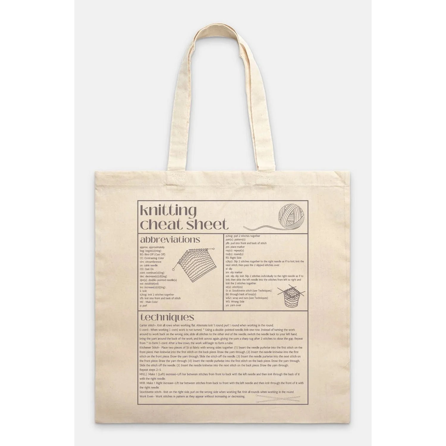 Knitting Cheat Sheet Tote Bag