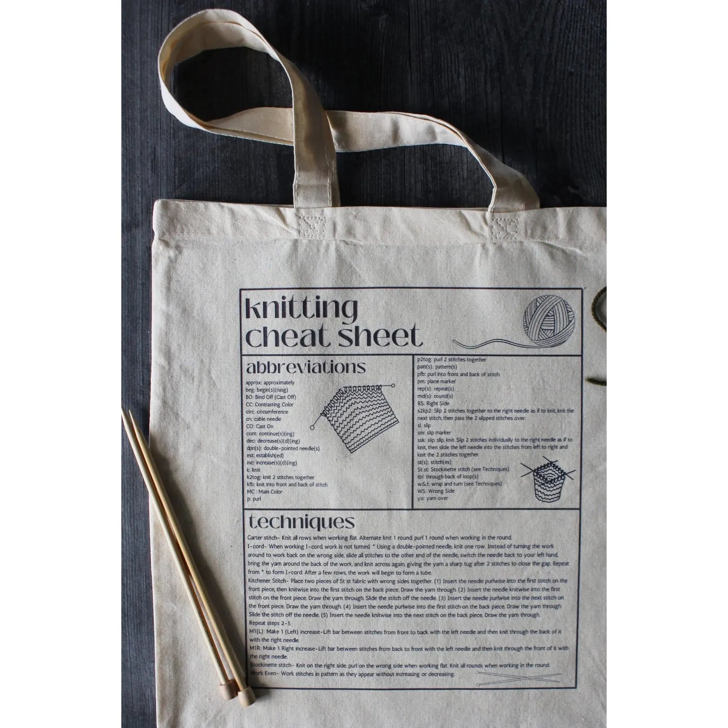 Knitting Cheat Sheet Tote Bag